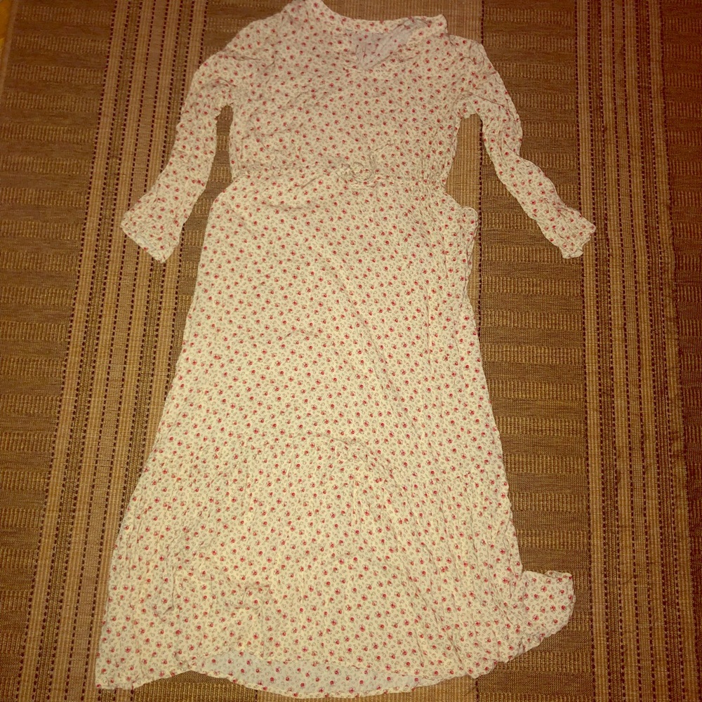 Long Rose Print Dress